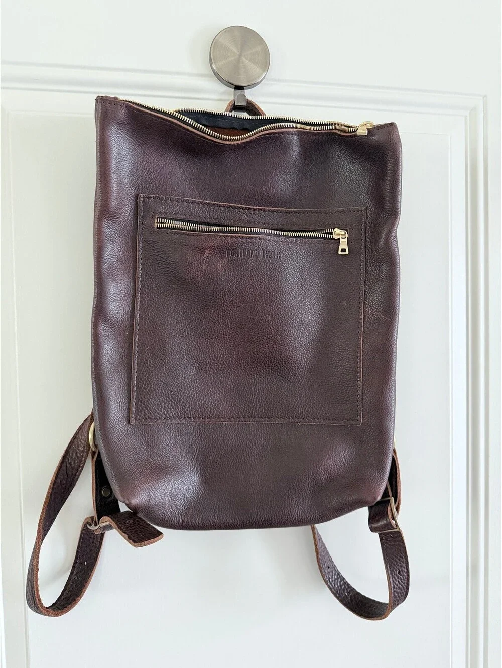Portland Leather Brown Backpack Laptop NWOT